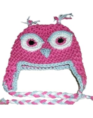 Handmade Pink Poodle & Gray Owl Beanie Size 4T-5T