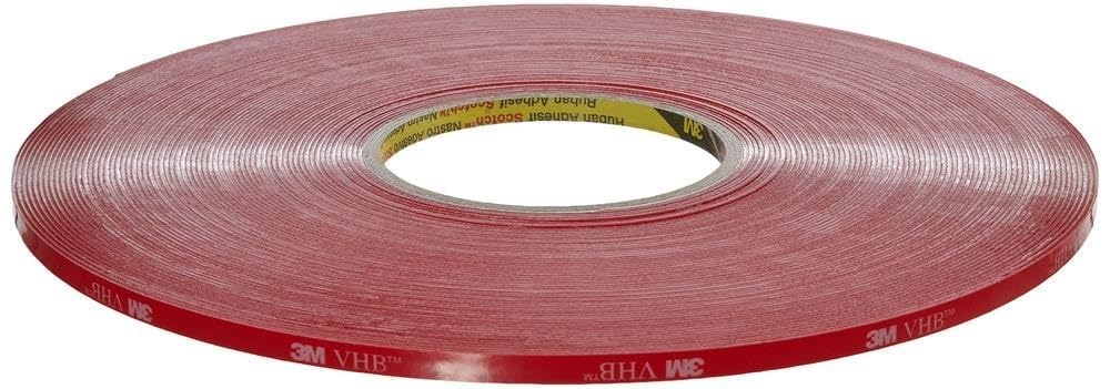 3M 4910 VHB Adhesive Tape, 6 mm x 33 m, 1.0 mm, Clear, Film Liner, Pack of 12