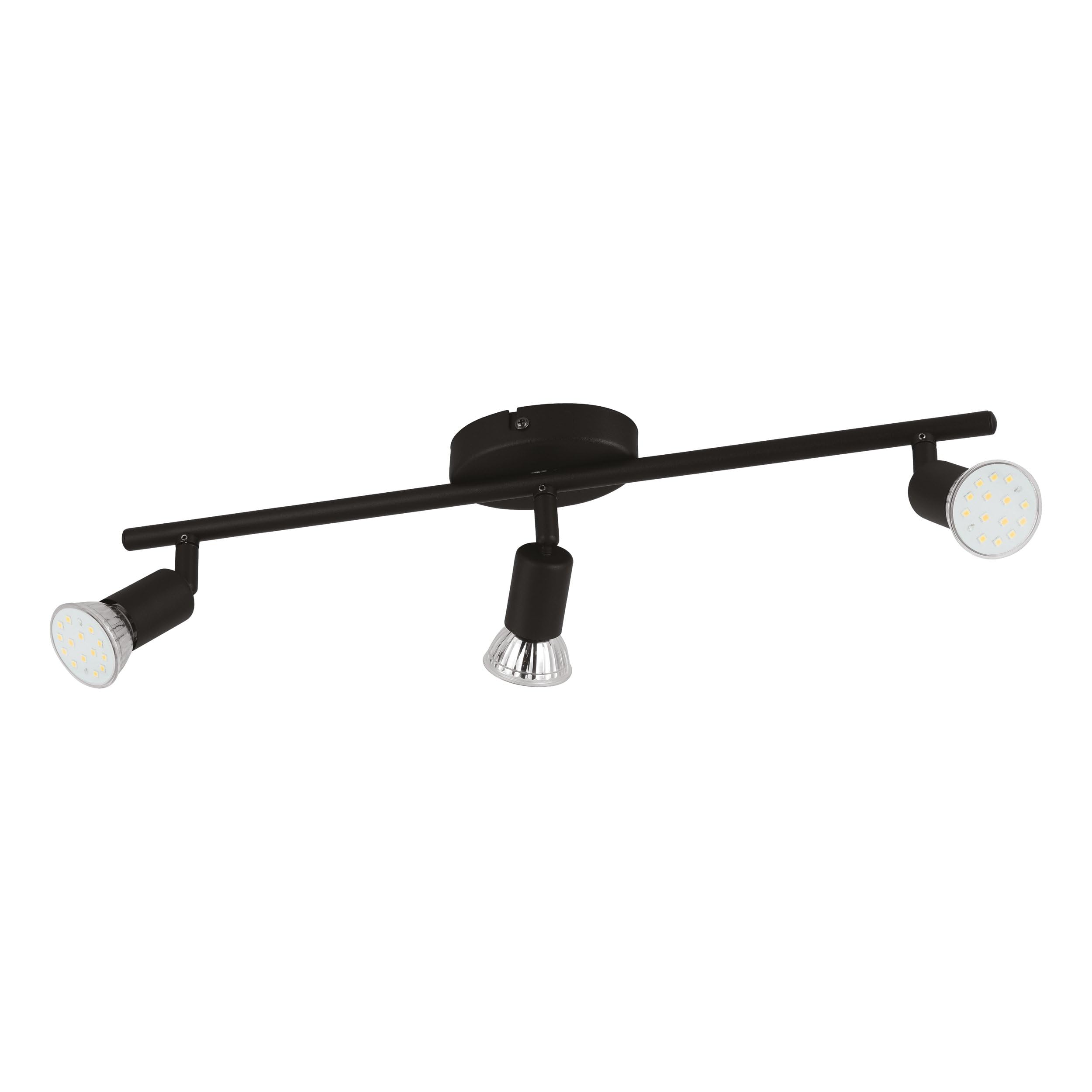 EGLO LED Ceiling Light Buzz-LED, 3 Light Black Metal Lighting, Living Room and Hallway Spotlight, Gu10 Socket, 48,5 cm — image 1