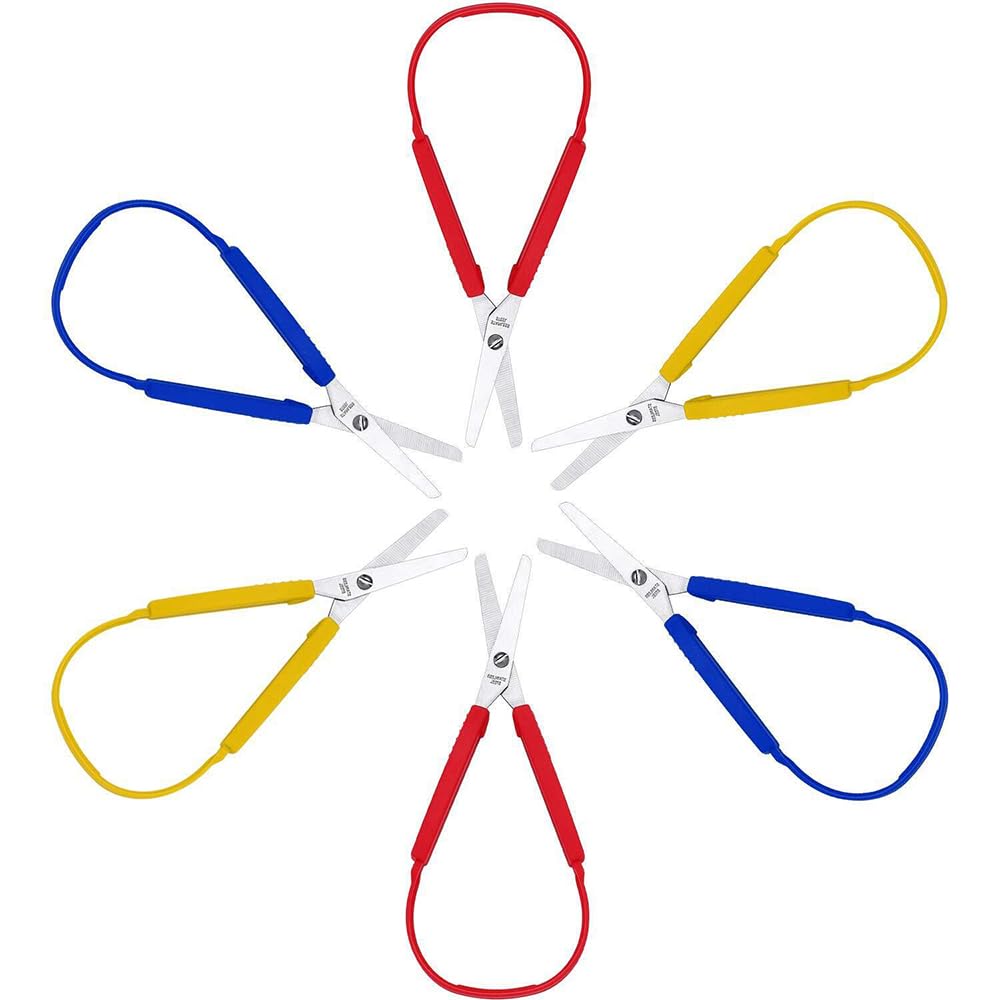 iSuperb 6PCS Loop Scissors Multipurpose Comfort Grip Professional Stainless Steel Comfort Grip, All-Purpose, Straight Office Stationery Craft Paper