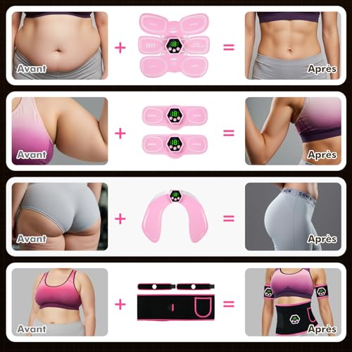 iWarmbase Electrostimulator Muscle Stimulator, Abs, Bodybuilding Device, 6 Modes and 19 Intensities Belt Bodybuilding Electrostimulation, for Abs/Arms/Legs/Buttocks, Men and Women