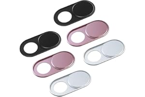 HKDGYHON Phone Camera Cover Slide, 0.027In Ultra-Thin Metal Camera Cover, Camera Privacy Covers Accessories for MacBook, iMac, Laptop, PC, iPad, iPhone, Cell Phone, Protect Privacy (Black/Pink/Silver-6 Pack)