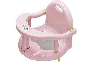 DAOLUAN Foldable Baby Bathtub Seat, Non Slip Baby Bath Seat, Baby Bath Chair Bath Seat for Baby Sitting Up, Cute Shape Surround Baby Bathtub Seat with Suction Cups for Baby 6-18 Months (Pure Pink)