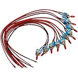 Smartbot 10pcs Mini Toggle Switches ON/OFF SPST with Pre-soldered Wires for Truck,Car,Industrial Equipment,Emergency Lighting