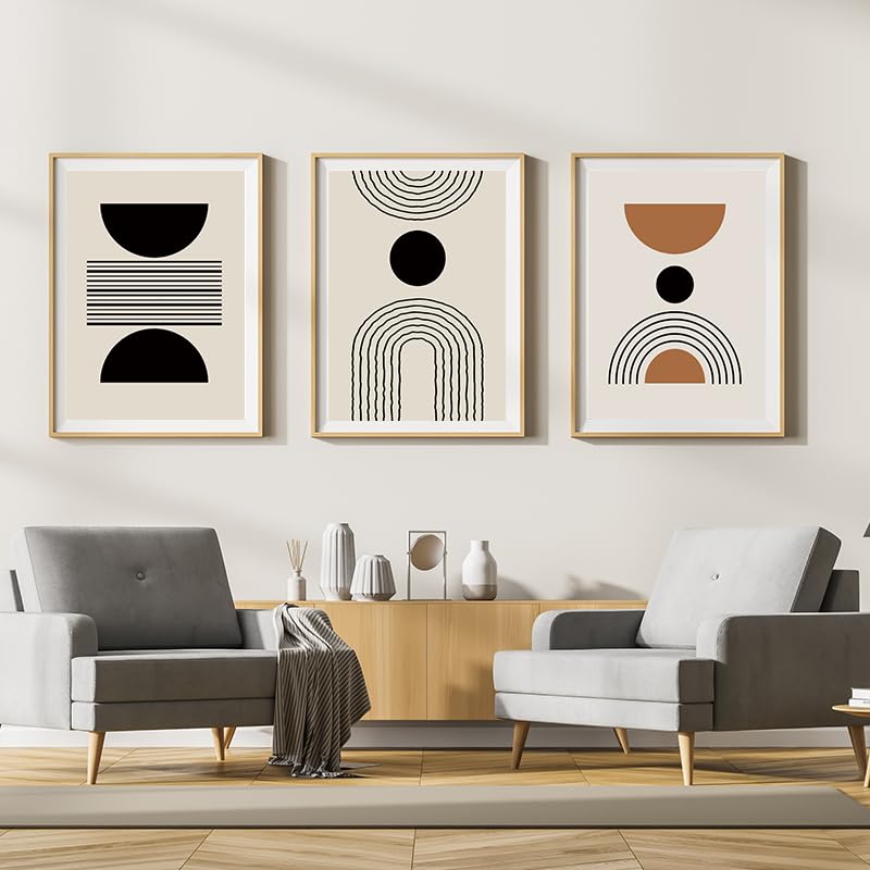 WADBTP Bohemian Style Poster Set, Modern Bedroom Living Room Background Wall Decoration Poster, Plants Abstract Home Decoration Painting, Frameless (Style 7, 50X70CM*3)