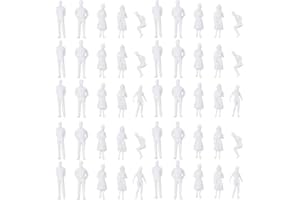 50Pcs Mini White People Figures Lifelike Models for DIY Painting Miniature Figurines for Model Train Landscape and Dollhouse 