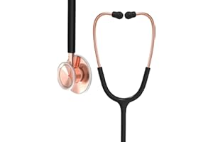 Clairre Rose Gold Stethoscope, Gift for Nurses, Doctors & Medical Students, Dual Head for Home Health Use with Accessories Name Tag (Without EVA Case, Night Black)