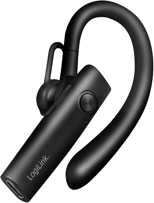 Auscultadores sem fios mono com clip auricular, BT versão 5.4, carregamento via USB-C, aproximadamente 100 horas, microfone destacável