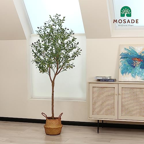 MOSADE Artificial Olive Tree 6 Feet Fake Olive Silk Plant and Handmade