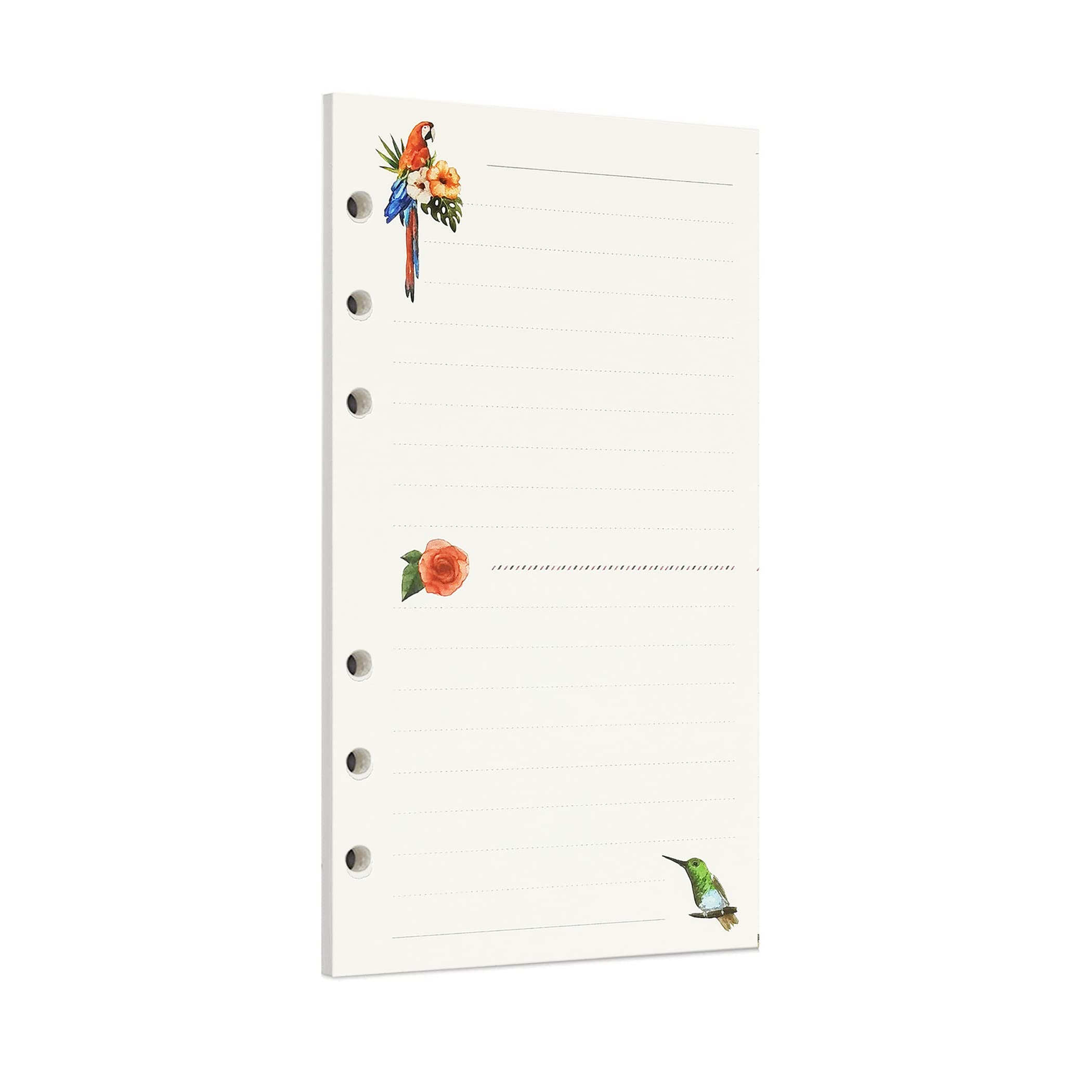 Zelten 45 Sheets 90 Pages Colorful Loose Leaf Punched Paper Refills Paper for 6 Hole Binder Personal Organizer Diary Notebook Refillable Planner (A6, Rainforest Ruled)