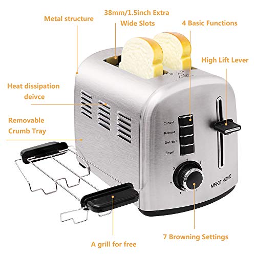 2 Slice Toaster,Stainless Steel Compact Toaster,Top Rated Best Prime