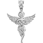 Religious Jewelry Textured 925 Sterling Silver Praying Angel Charm Pendant