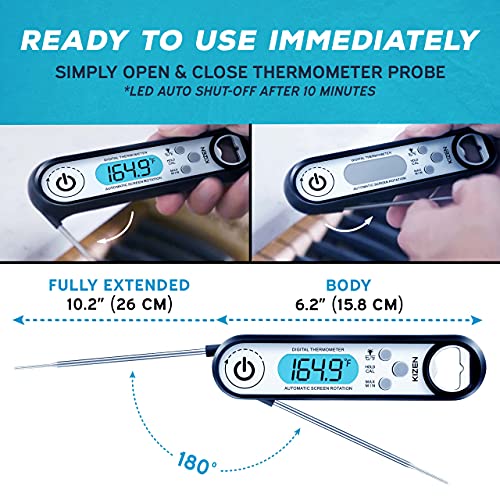 Kizen IP100 Digital Meat Thermometer Instant Read Waterproof Food