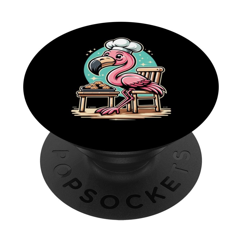 Flamingo Baking Cookies Chocolate Lover Cookie Baker PopSockets Swappable PopGrip