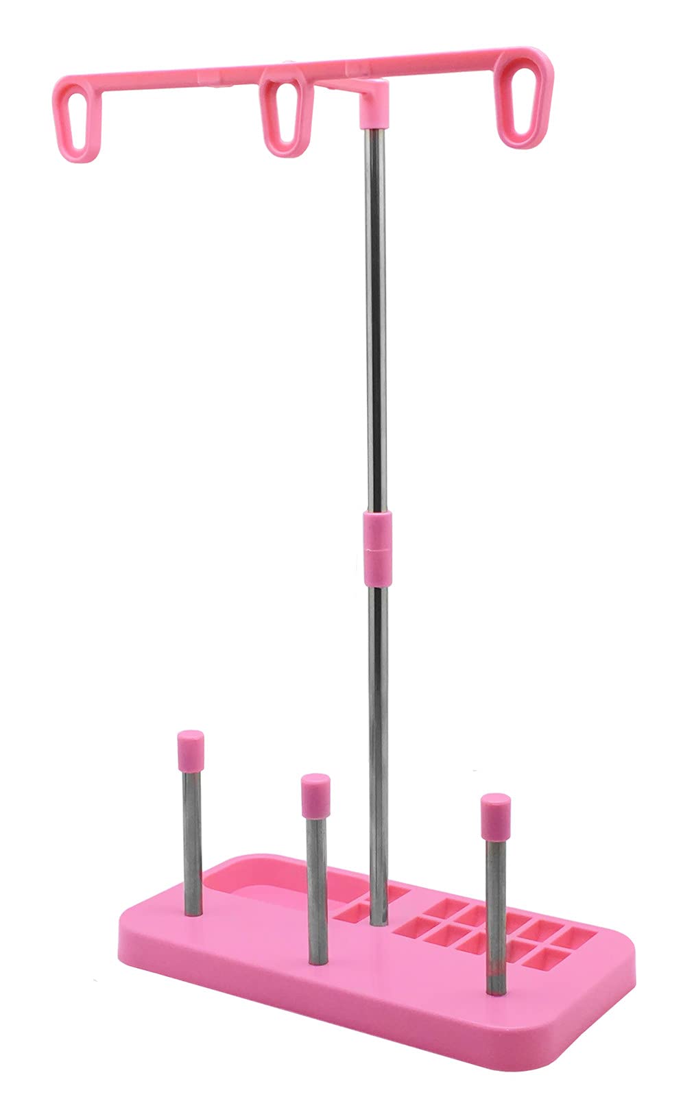 YEQIN Thread Spool Holder Stand- 3 Spools Holder for Domestic (Home-Base) Embroidery and Sewing Machines - Detachable Thread Rack (Pink)
