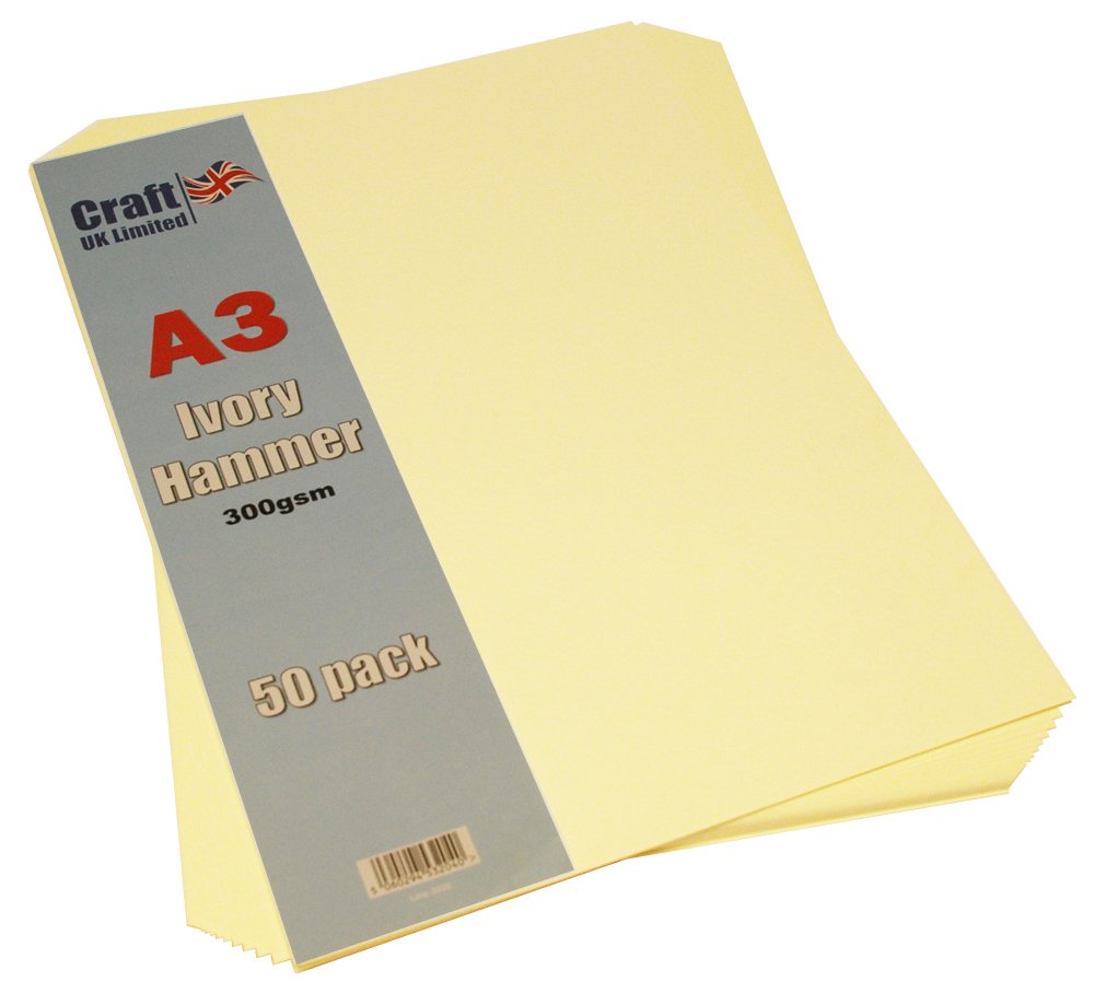 Craft UK 2026 A3 300gsm Hammered Card - Ivory (pack of 50 Sheets)