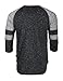 ZIMEGO Mens 3/4 Sleeve Baseball Football College Raglan Henley Athletic T-Shirt,Large,Black Grey