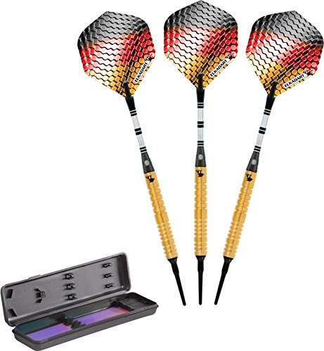 Elkadart Titanium 90% Tungsten Soft Tip Darts with Storage/Travel Case, Gold, 18 Grams