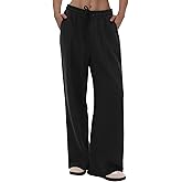 CAMPSNAIL Wide Leg Sweatpants Women - Baggy High Waisted Straight Leg Loose Sweat Pants with Chic Seams Drawstring Pockets