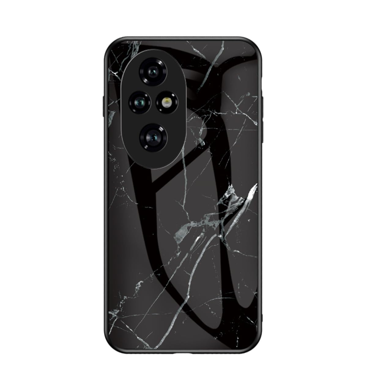 SHIEID Marble Case for Honor 200 Marble Clear Tempered Glass Case Soft Silicone Phone Cover Compatible with Honor 200 (Black White)