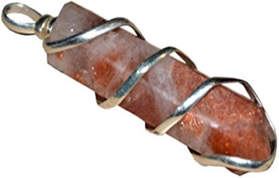 Aatm Natural Chakra Healing Gemstone Charm Pointed Wired Pencil Pendant (Suntone)