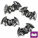 BEADTIN Jet Black Silver Sparkle 25mm Halloween Bat Pony Beads (24pc)