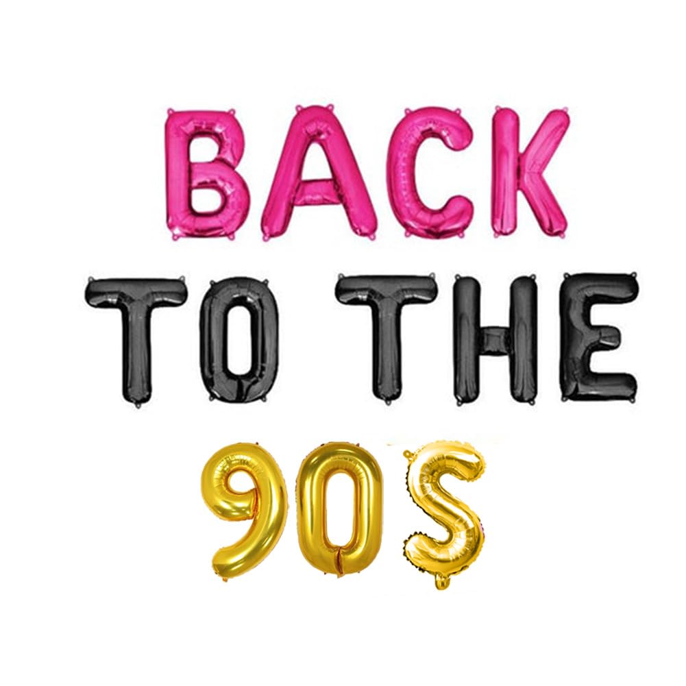 Photo 1 of Back to the 90's Balloons, Retro Radio Back to the 90's Themed Decorations Party Banner Hip Hop 90th Birthday Party Supplies Banner Rock Punk Music Dance Disco Adult Birthday Banner 15Pcs of Geloar