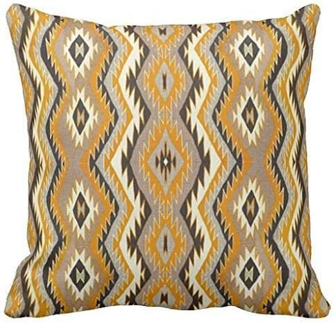 Yellow Brown Saddle Western Blanket Design Throw pillowcase 24*24