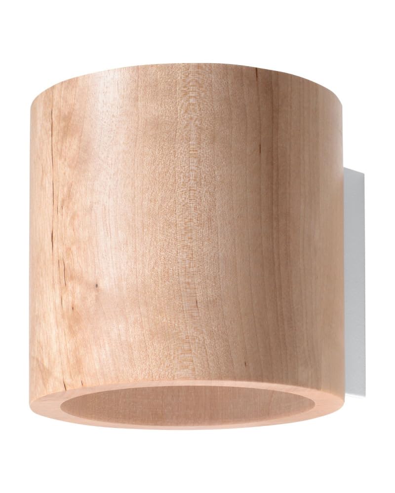 SOLLUX lighting Orbis Downlight Wall Light with Cylindrical Shade - Wall Light Living Room Dining Room Lamp - Kitchen and Hallway Made of Natural Wood 10 x 12 x 10 cm