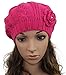 MINAKOLIFE Women Crochet Braided Knit Flower Beret Baggy Beanie Ski Cap Hat