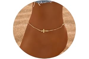 foyjoey Dainty Ankle Bracelets for Women 18K Gold Plated Satellite Beaded Herringbone Chain Anklets Simple Lip Chain Anklet Minimalist Summer Beach Foot Jewelry Christmas
