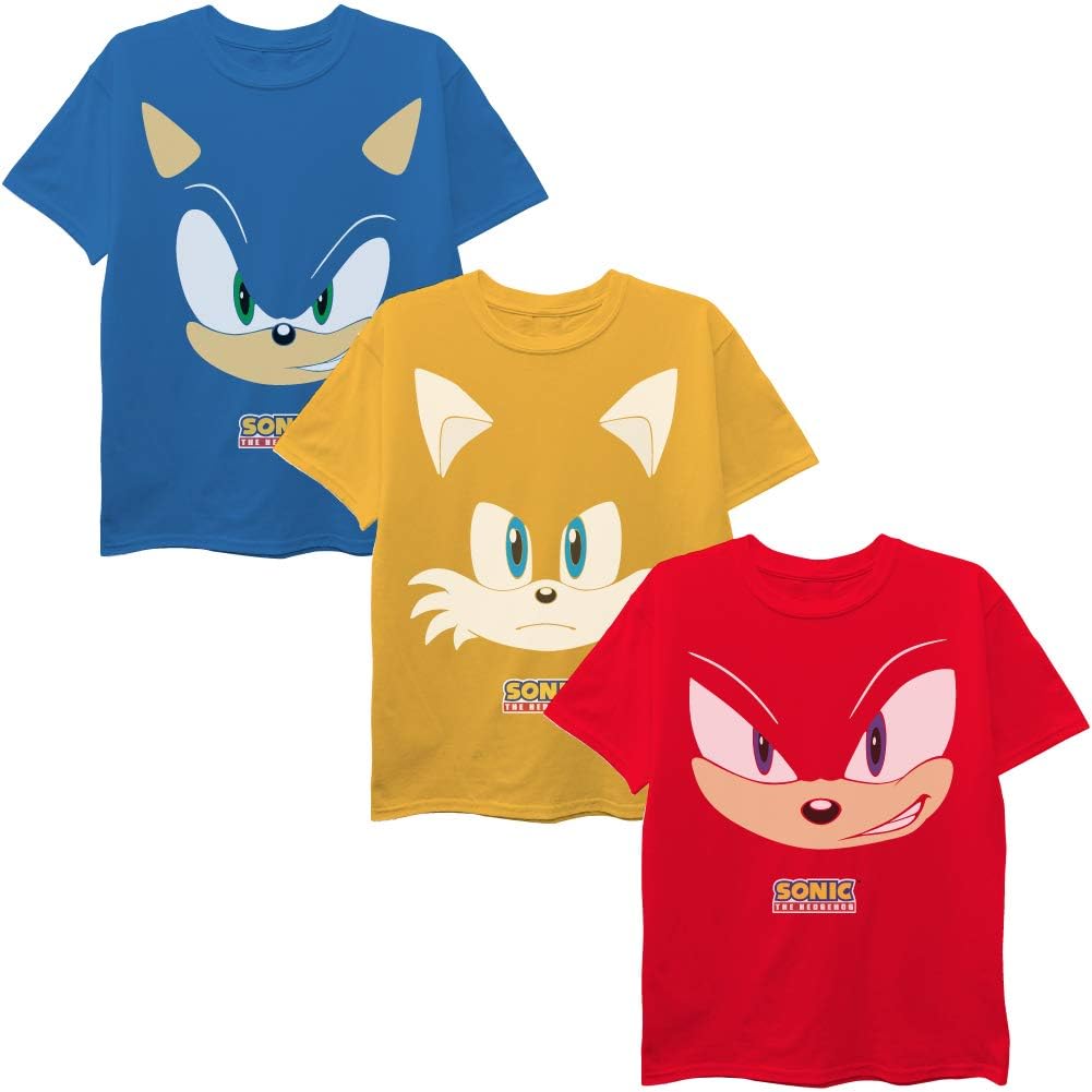 SEGA Jungen Sonic The Hedgehog Boys 3Pack TShirt Bundle, Sonic, Tails