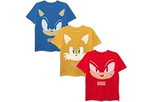 SEGA Boys Sonic The Hedgehog Boys 3-Pack T-Shirt Bundle, Sonic, Tails, KnucklesT-Shirt