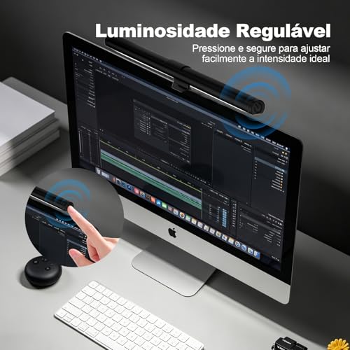 Luminária LED para Monitor com 3 Modos de Cor, Brilho Ajustável e Alimentação USB, Barra de Luz para Tela com Proteção Ocular, Sem Reflexo, Temperatura de Cor Regulável para Home Office