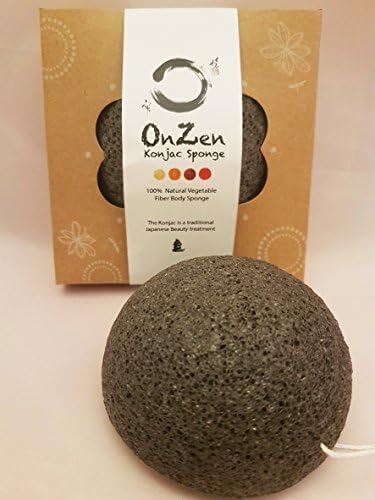 Onzen Konjac Sponge All Natural Japanese Facial Sponge with Activated Bamboo Charcoal
