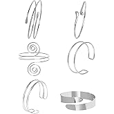 Yymobt 6Pcs Arm Cuff Upper Arm Adjustable Minimalist Open Armlet Gold Silver Band Cuff Bracelets for Women Coil Armband Set