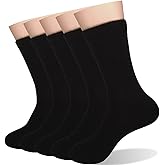 Ait fish Men's 100% Cotton Crew Socks Black and White Pack of 5 for All-season
