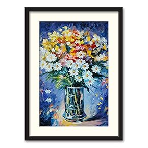 Black Framed Canvas Wall Art Oil Painting Flower Home Artwork Decoration for Living Room, Bedroom - 23x31 inches