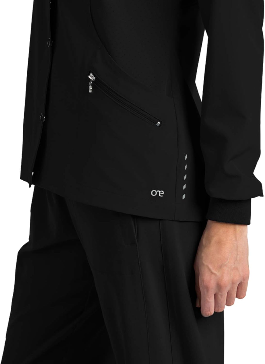 Barco ONE 4-Pocket Jewel Neck Snap Warm-Up Scrub Jacket for Women: Clothing