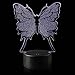 3D Illusion Butterfly Night Light Lamp with 7 Color Change, Touch Base, Power by AA Batteries