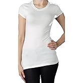 Zenana Outfitters Women's Long Basic Short Sleeve Crew Neck T Shirt (Medium, White)