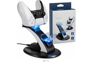 Base de Carregamento Dupla para Controle PS5 com LED Inteligente, Dock Gamer com Carregamento Rápido e Sistema de Proteção - Compatível com PS5