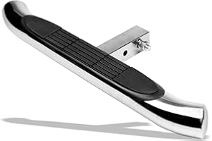 Armordillo 3" Round Tubing Stainless Steel Hitch Step for Class 4 Trailer Hitch - Polished |2" Hitch Receiver Step Chrome/Pol