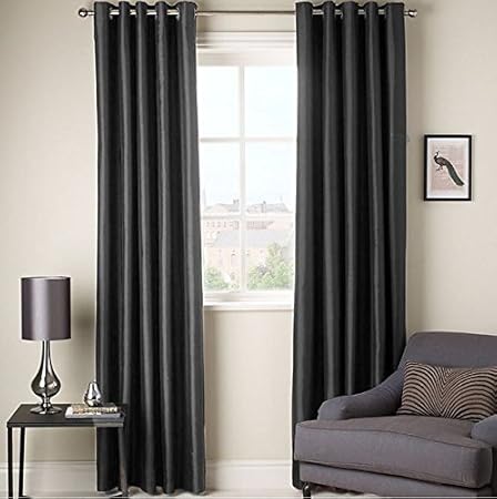 Luxury Faux Silk Eyelet Ready Made Lined Curtains With Tie Backs