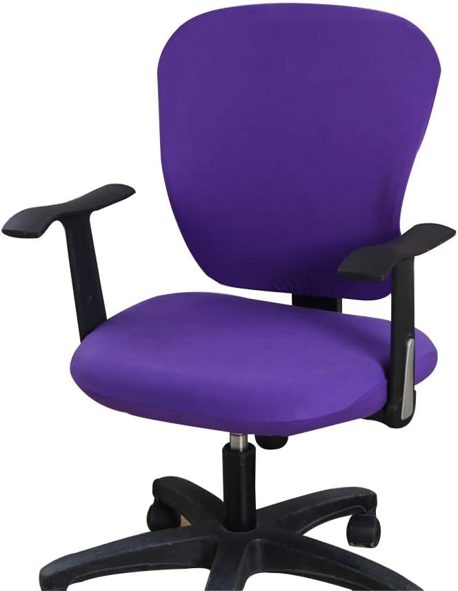 Slipcovers - Jinzio Computer Office Chair Cover - Split Protective & Stretchable Cloth Polyester Universal Desk Task Chair Chair Covers Stretch Rotating Chair Slipcover, Purple