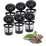 Xubox Reusable Coffee Filter, 6 Refillable Coffee Solo Filter Pod Single Stainless Mesh Compatible with Keurig Coffee Brewer System, Black Reusable Coffee Filters