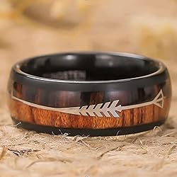Vakki 8mm Black Domed Tungsten Carbide Ring for Men