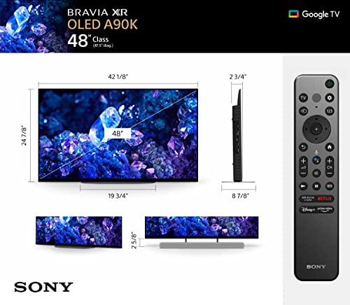 Sony 48 Inch 4K Ultra HD TV A90K Series: BRAVIA XR OLED Smart Google TV with Dolby Vision HDR and Exclusive Features for The Playstation- 5 XR48A90K- Latest Model,Black