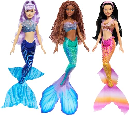 Mattel DISNEY Arielle, die Meerjungfrau - Set mit Mala, Karina und Arielle, einzigartige Outfits und Frisuren, für fantasievolles Spielen und Sammeln, für Kinder ab 3 Jahren, HND29