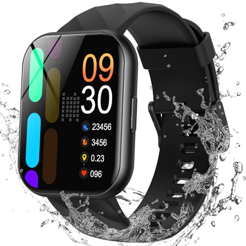 Parsonver Smartwatch for Men and Women with 5ATM Waterproof for Swimming, Fitness Watch with 100+ Sports, Heart Rate, Sleep, Calories, SpO2, Smart Watch for iPhone Android (Black, 1.8 Inches)